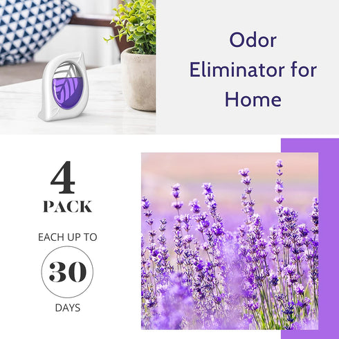 Air Freshener for Home, 4 Pack, Lavender Essential oils, Odor Eliminator for Small Area Closets Bathroom Pets Strong Odor, Up to 120 Days...