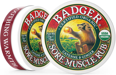 Badger - Sore Muscle Rub, Cayenne Pepper and Ginger, Organic Sore Muscle Rub, Warming Balm, Muscle Relief Balm, Warming Muscle Rub, Sore Muscle Ba...