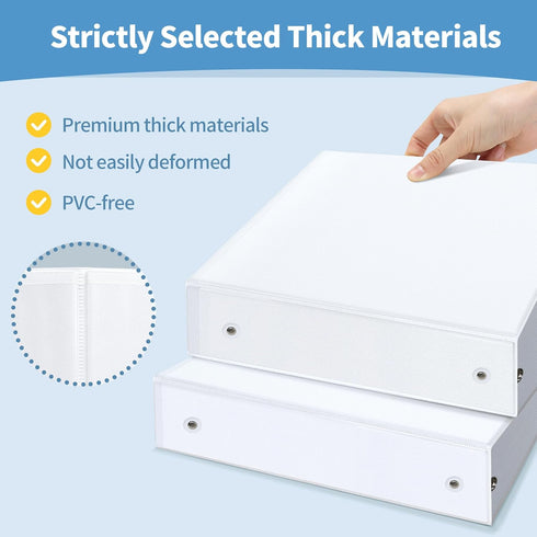 SUNEE 3 Ring Binder 2 Inch 1 Pack, Clear View Binder Three Ring PVC-Free (Fit 8.5x11 Inches) for School Binder or Office Binder Supplies, White Bi...