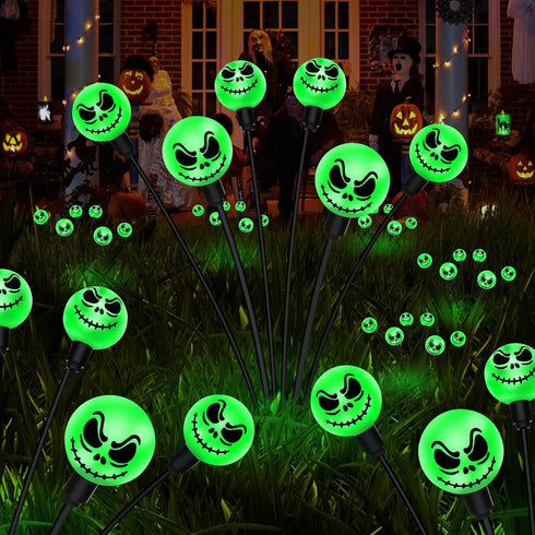 Outdoor Halloween Decorations Solar Grimace Pathway Lights,2PACK 12LED Scary Nightmare Swaying Firefly Lights Waterproof Solar Halloween Lights fo...