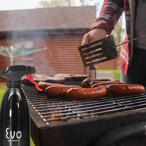 Evo Oil Sprayer 18/8 Stainless Steel, Non-Aerosol for Olive, Cooking Oils, and Vinegars, Black, 16-Ounce Capacity...