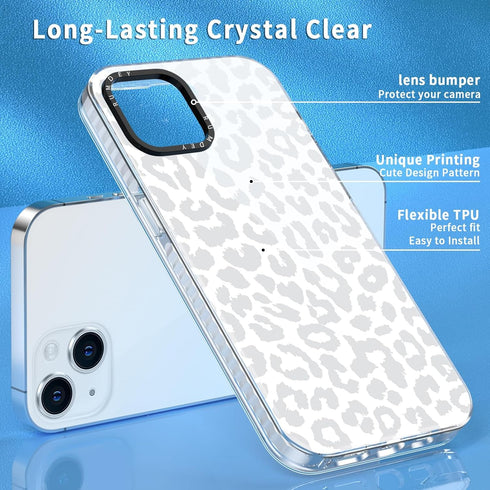 2 Pack Cheetah Cases for Apple iPhone 13 / iPhone 14 Case 6.1 inch, Clear with Cute Fashion Leopard Patterns for Girls Women, Slim Funda with Shoc...