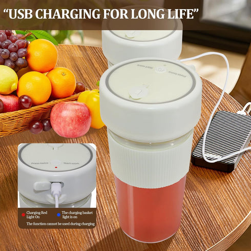 Portable Juicer Blender, Electric USB Juicer Blender, Mini Blender with straw, Personal Blender for Shakes and Smoothies, Portable Juice Maker, El...