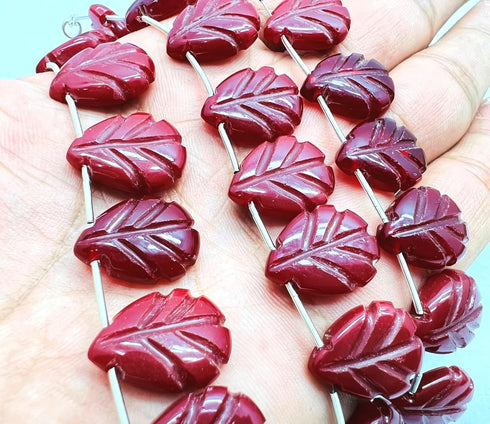 1 Strand Ruby 9 Pcs Beads Size 18X14Mm Leaf Shape Cut Smooth Beads For Jewellery Making, Beading & Craft Supplies Kcrafts-Rk_K35...