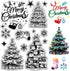 CRASPIRE Merry Christmas Tree Clear Rubber Stamps Xmas Snowflake Star Gift Reusable Vintage Transparent Silicone Seal Stamps for Winter Holiday DI...