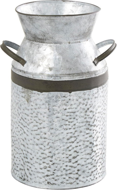 Deco 79 Metal Decorative Vase Milk Can Centerpiece Vase, Flower Vase for Home Decoration 8" x 7" x 12", Gray...