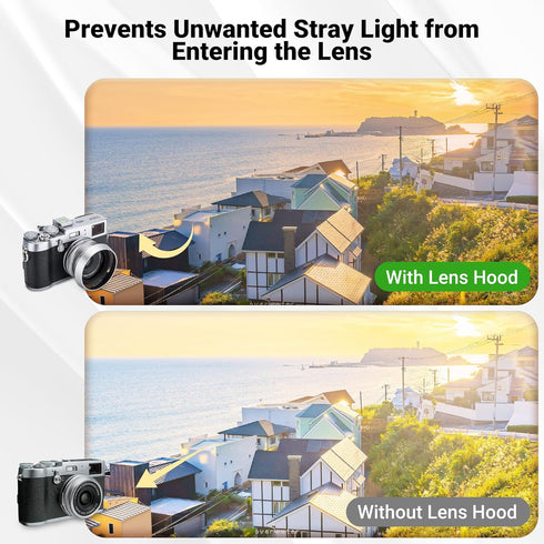 JJC Lens Hood for Fujifilm Fuji X100 X100VI X100V X100F X100S X100T X70 Cameras with 49mm Adapter Ring Replaces Fujifilm LH-X100 Lens Shade and AR...