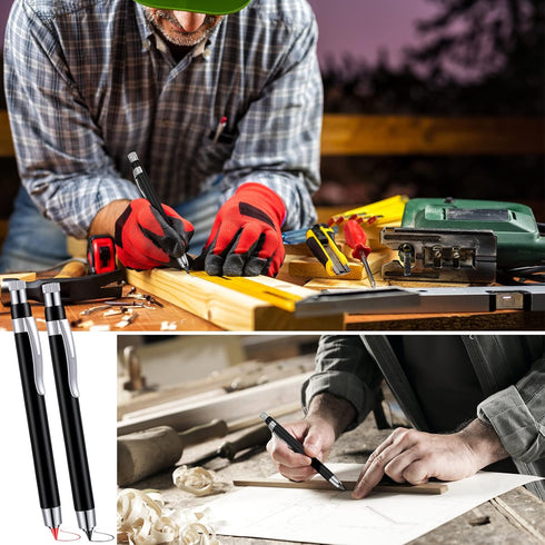 5.6 mm Diameter Mechanical Pencil Artist Carpenter Drafting Pencils Come with Pencil Refills Metal Marker with Built Sharpener for Construction Dr...