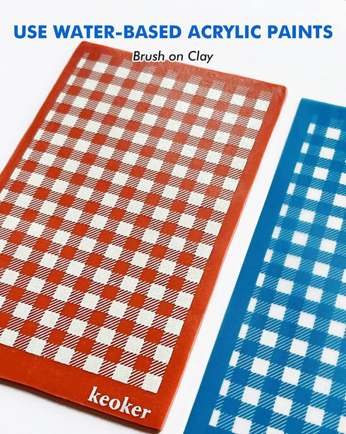 KEOKER Buffalo Plaid Silk Screen for Polymer Clay, Checker Silk Screen Stencils for Polymer Clay, Printing on Clay & Other Jewelry Clay Earrings D...
