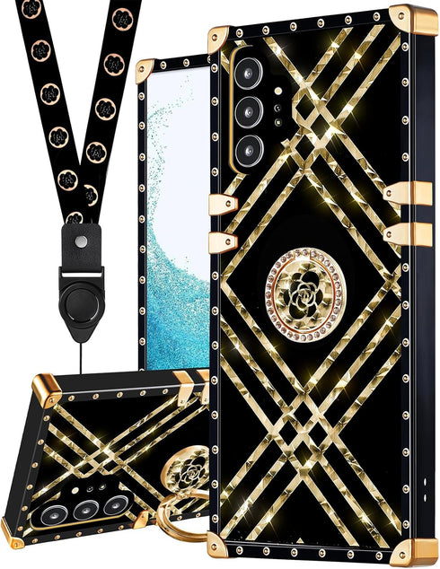 Loheckle for Galaxy Note 10 Plus Phone Case for Women Girls Teens Designer Square Cute Cases with Ring Stand Holder and Lanyard Stylish Aesthetics...