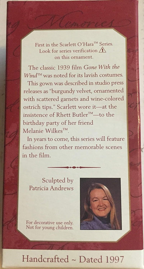 Hallmark Ornament Scarlett O'Hara Gone with the Wind #1 in Scarlet Ohara Series 1997...