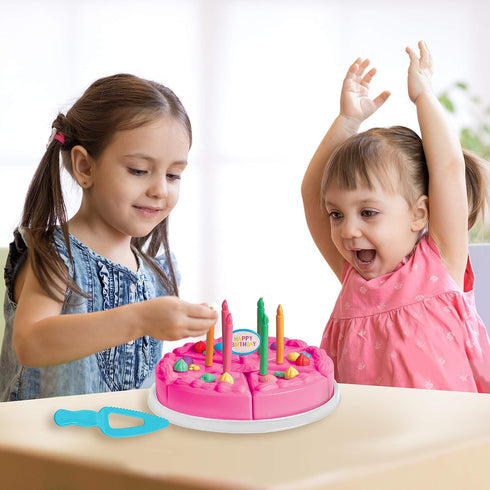 Birthday Party Playset, Pretend Play Birthday Cake, Happy Birthday Play Set with Cake, Candles, Cake Decorations, Dessert Kitchen Toys, Play Kitch...