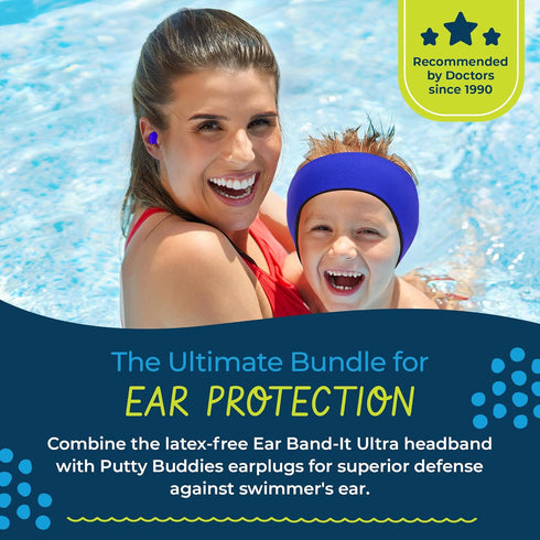 Earvolution Ear Band-It Ultra Premium Swimming Headband and Swimmers Ear Plugs Bundle - Invented by Ear, Nose, and Throat Physician - Made in USA ...