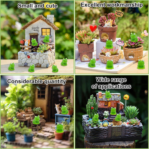 30pcs Resin Mini Frogs, Green Miniature Tiny Frog Figurines Cute Frog Decor Mini Garden Decorations Resin Animals for Landscape Dollhouse DIY Craf...