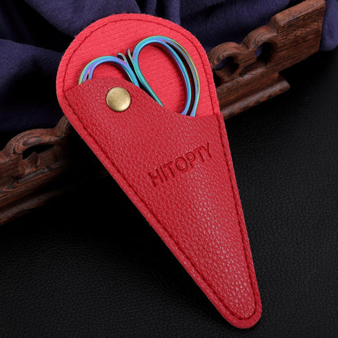 Embroidery Scissors Knitting Scissor Small Crafting Shears with Leather Case Little Scissors Cover for Sewing Threading Needlework DIY Tool 4.2in ...