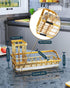 Consumest Sink Caddy, Kitchen Sponge Holder + Dish Brush Holder for Kitchen Sink, Sink Organizer with Drip Tray for Countertop, Stainless Steel Ru...
