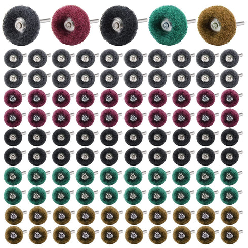 Abrasive Wheel, 100pcs 1" Buffing Polishing Wheels, Metal Polishing Compound for Rotary Tools-1/8"(3mm) Shank, 120 Grit, 180 Grit, 320 Grit, 400 G...