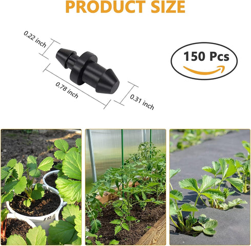 150 Pcs 1/4'' Drip Irrigation Tubing End Plugs, 1/4 Inch Drip Irrigation Barbed End Closure/Cap for Drip Sprinkler Garden Lawn Systems...