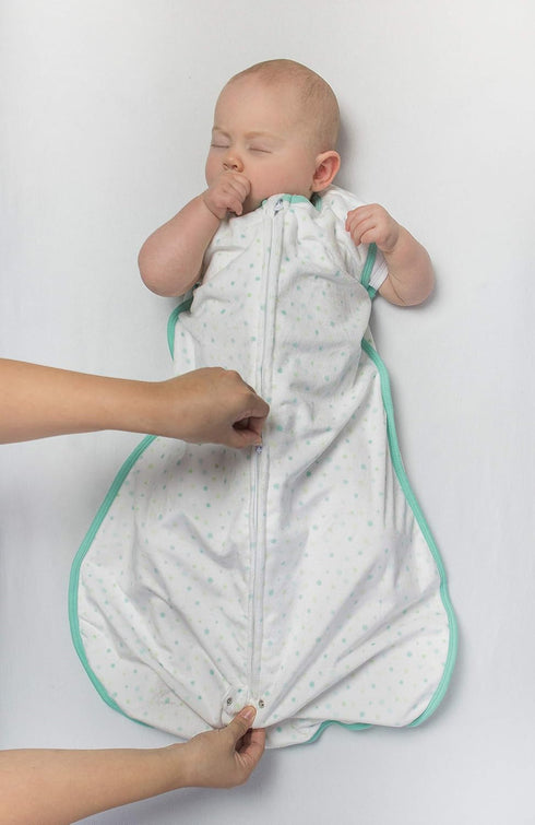 Amazing Baby Microfleece Sleeping Sack, Wearable Blanket with 2-Way Zipper, Use After Swaddle Transition, Playful Dots, Blue, Small 0-6 Month...