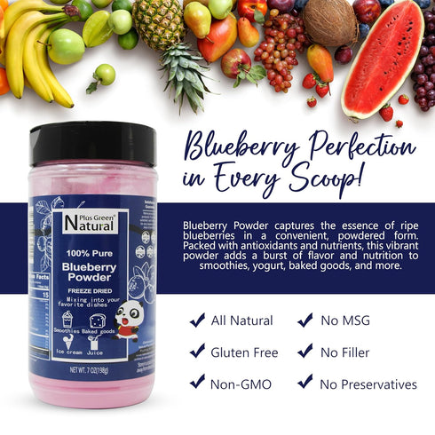 NPG Blueberry Powder 7 Oz, Pure Wild Blueberry Extract for Authentic Flavor in Smoothies, Baking, and Beverages, Freeze-Dried, Non-GMO Food Colori...