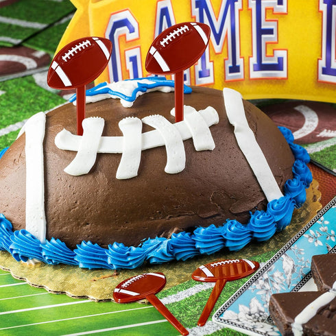 Blulu 48 Brown Acrylic Football Cake Toppers & Toothpicks - 48 Pieces - Football Theme Party Decorations...