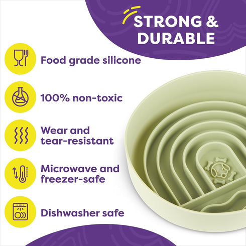 Hertzko Silicone Slow Feeder Dog Bowl Set - Bowl, Lick Mat, Spatula - Silicone Slow Feeder Dog Bowls - Dog Slow Feeder - Slow Feeder Cat Bowl - Ca...