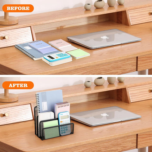 2 Pieces Desk Mail Organizer, Metal Mesh Small File Holders Letter Organizer, Bill/Document/Filing/Folders/Paper Organizer for Desktop (BLACK-2PCS...