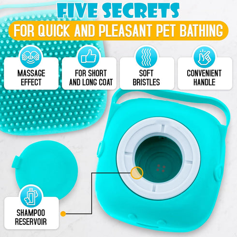2Pcs Dog Bath Brush Scrubber - Dog Bath Brush With Soap Dispenser Dog Soap Scrubber Pet Bath Brush Pet Shampoo Brush for Dogs Bath - Dog Shampoo B...