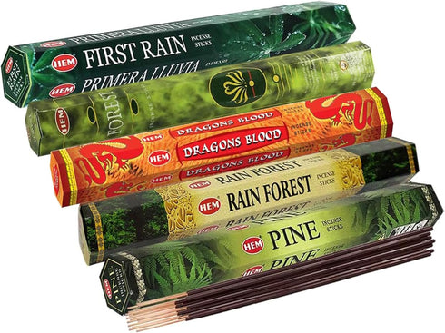 Hem Incense Sticks Variety Pack #12 and Incense Stick Holder Bundle with 5 Forest Themed Fragrances...