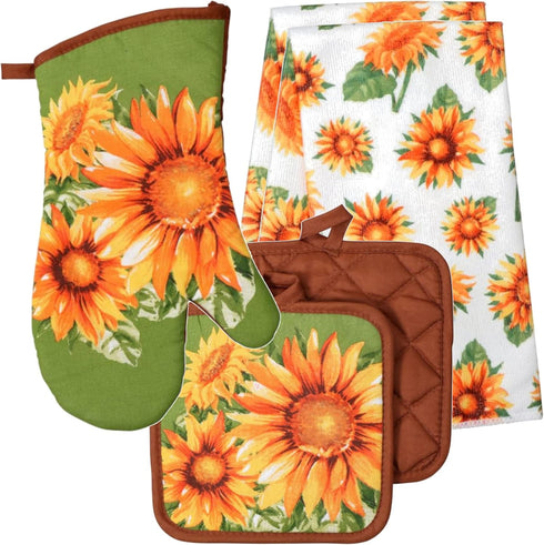 Generic Home Collection Seasonal Kitchen Linen Set - Includes Oven Mitt, Potholders, and Kitchen Towels (Summer Sunflowers)...