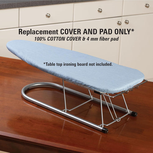 Household Essentials Tabletop Ironing Board Cover and Pad | Fits 30"-32" x 12" Boards | Silicone-Coated, One-Piece Cover with Bungee Cord Fit | Re...