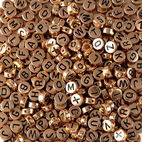 Amaney 600Pcs 7x4mm Rose Gold Round Acrylic Letter Beads Alphabet Letter Beads for Jewelry Making Bracelets Necklaces Key Chains...