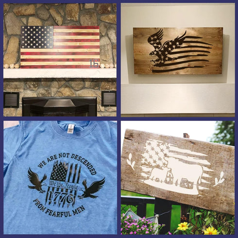 12pcs American Flag Stencil Star Stencils for Painting Union 50 Stars 1776 Military We The People Template for Flag Patriotic Wood Burning Stencil...