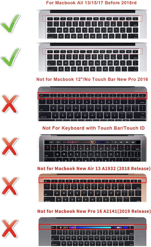 HRH Silicone Keyboard Cover Skin for MacBook Air 13,for MacBook Pro 13/15/17 (with or w/Out Retina Display, 2015 or Older Version),for iMac Older ...