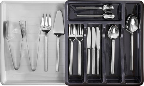 RoyalHouse Premium Cutlery Drawer Organizer, Expandable Utensil Holder And Organizer, 6-Compartments, Compact BPA-Free Plastic Storage for Spoons ...