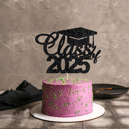 graduation party cake topper Class of 2025 cake topper graduation ceremony cake decoration (Black)...