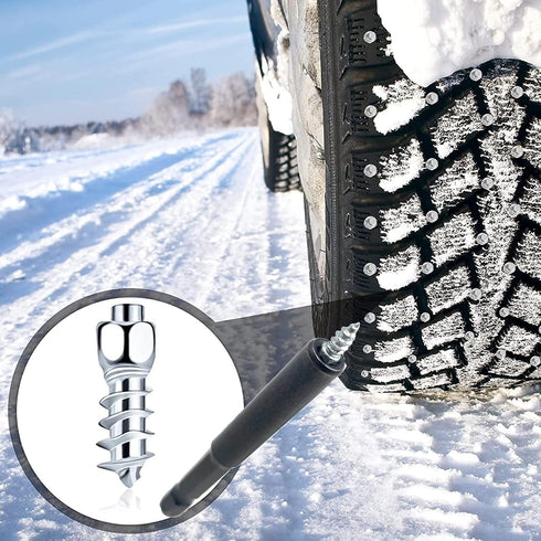 Bstenky 100PCS Carbide Screw Tire Studs, Anti-Skid Bicycle Tires Wheel Tyre Snow Studs With Installation Tools, Spikes (4 x 12mm) for Car Truck Bo...