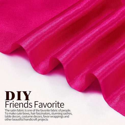 Hot Pink Satin Fabric 60 Inch Wide by The Yard, Soft Charmeuse Satin Fabric for Wedding Dress, DIY Craftings, Costumes, 1 Yard...