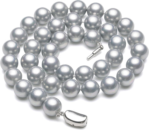Seashell Pearl Necklace Single-Strand Handmade Beaded Necklaces for Ladies Dainty Faux Pearl Wedding Jewelry for Brides 18”...