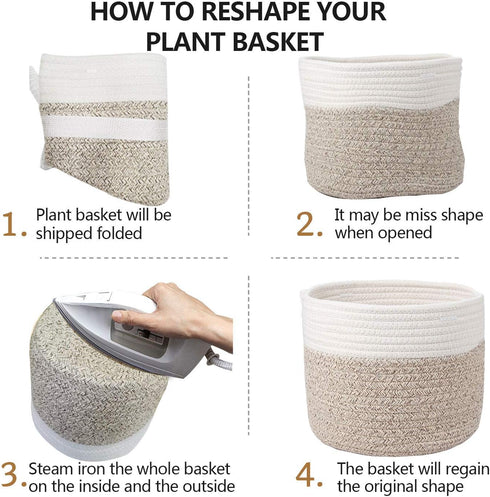 Woven Cotton Rope Plant Basket for 8" Flower Pot Small Basket for Plants Storage Organizer H7.5 x W8.5...
