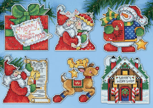 Tobin Santas Workshop Makes Cross Stitch Ornament Kit, 3"x4" 14 Count Set of 6...