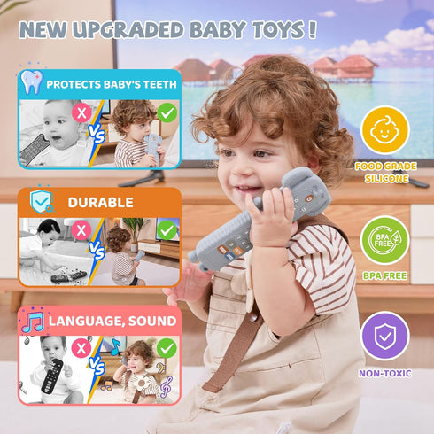 Toddler toys - Baby Remote Control Toy with Elephant Silicone Cover - Educational Musical Baby Toddler toys with Realistic Play, Lights, and Sound...