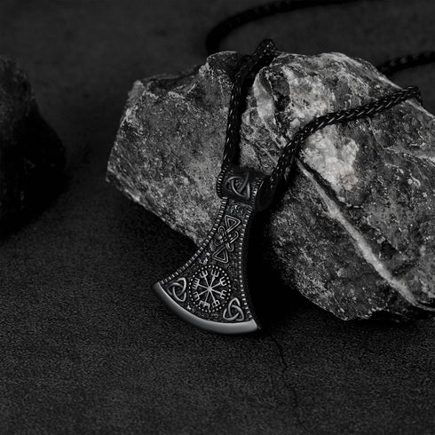 FaithHeart Viking Axe Pendant Necklace for Men Women Stainless Steel Norse Vikings Jewelry with Delicate Gift Packaging...