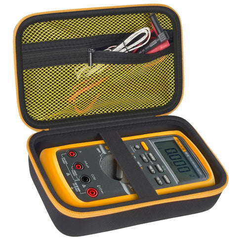 Comecase Hard Carrying Case for Fluke 87-V/ 87V Max/ 88V Digital Multimeter, Protective Travel Storage Bag - Black + Yellow Pocket...