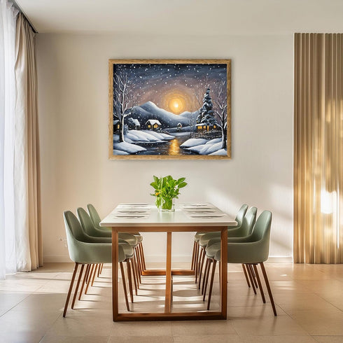 Posterizer 1 pcs- quaint old village-building in nature-night sky 13-Landscape & Nature Art-Floral Botanical Art- Decor for Home & Office- unframe...
