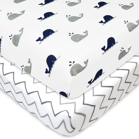 American Baby Company 2 Pack 100% Natural Cotton Fitted Pack and Play Sheets 39" x 27" - Soft & Breathable Pack N Play Sheets for Playard & Mini C...