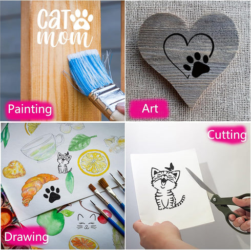 65pcs Reusable Cat Stencils for Painting on Wood,Cat Theme Painting Perfect for DIY Crafts, Scrapbooks, and Home Supplies...