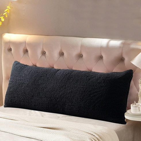 Reafort Ultra Soft Sherpa Body Pillow Cover/Case with Zipper Closure 21"x54" (21"x54" Body Pillow Cover, Black)...