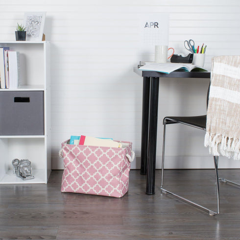 DII Polyester Container with Handles, Lattice Storage Bin, Small, Rose...