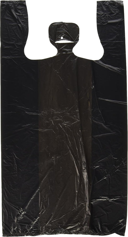 100ct Black Plastic T-Shirt Shopping Bags (6x4x15-13mic)...